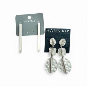 Silver Tone Statement Drop Earrings Bundle Set of 2